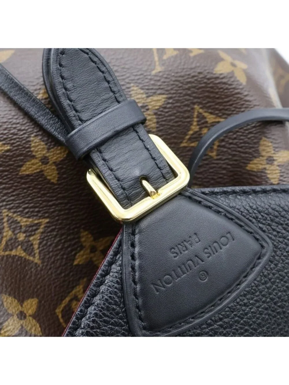 Louis Vuitton Monogram Montsouris NM Backpack Black Brown Leather Gold